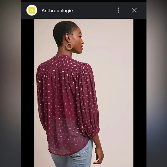 Anthropologie button up moulinette soeurs top Allegra Foil-Printed Top sz small - Picture 10 of 11